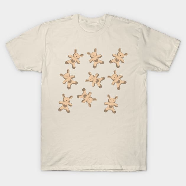 Beige rabbits pattern T-Shirt by Demonic cute cat